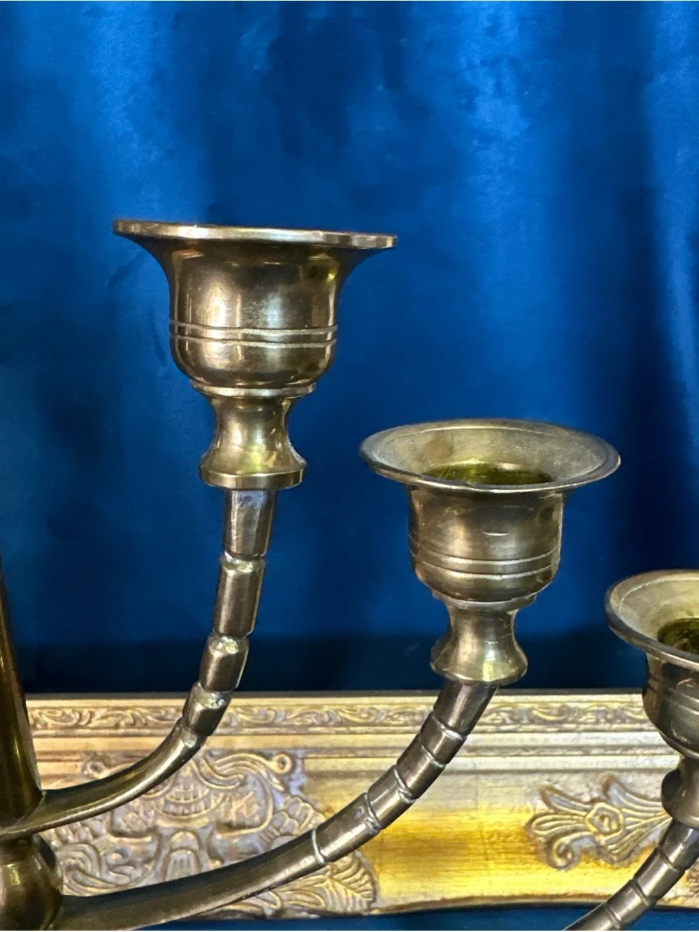 Vintage Menorah Solid Brass 7 Arm 12”  Rotating Swing Arms Candelabra